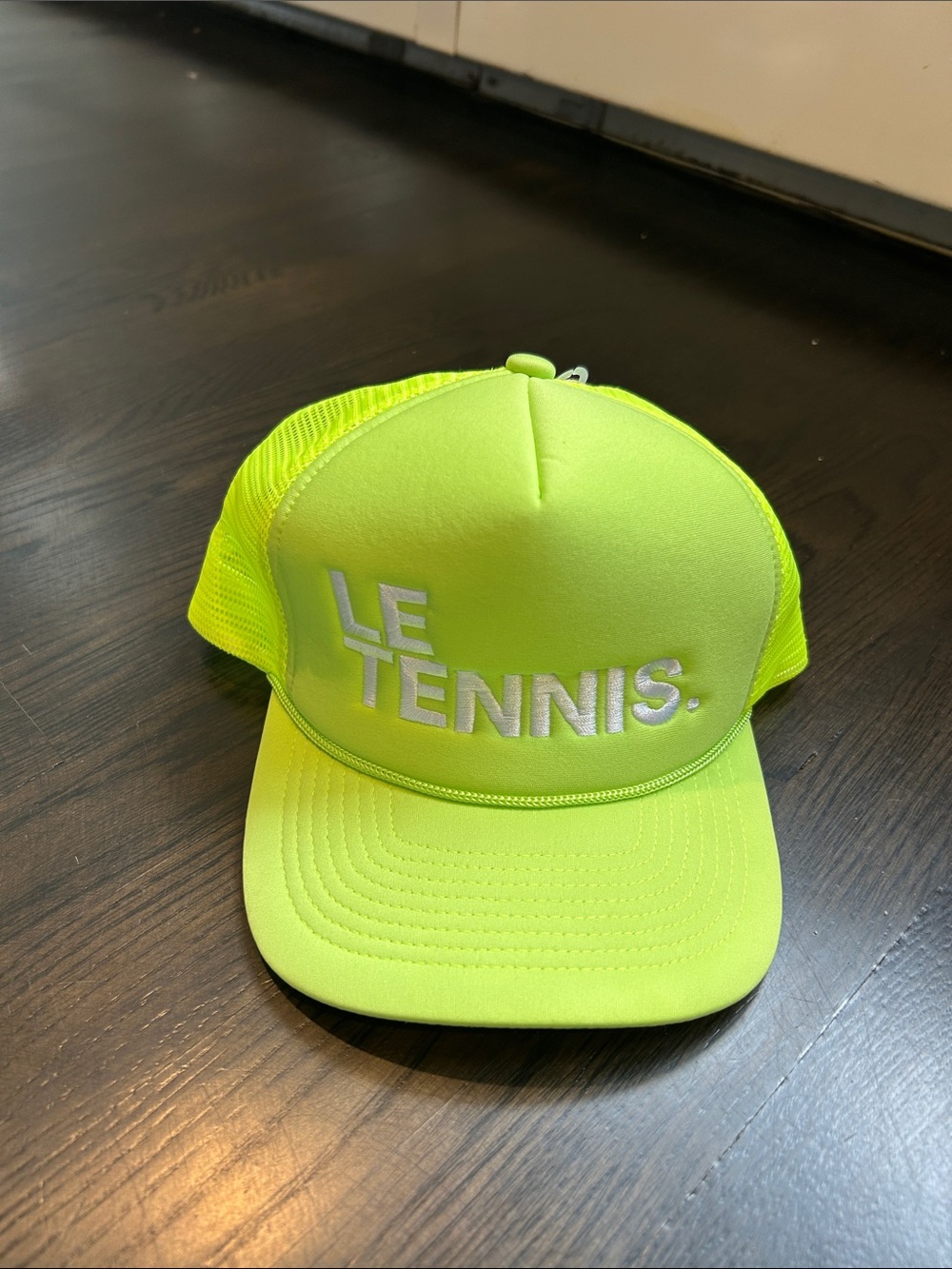 Neon Yellow “Le Tennis”  Performance Trucker Hat  NWT
